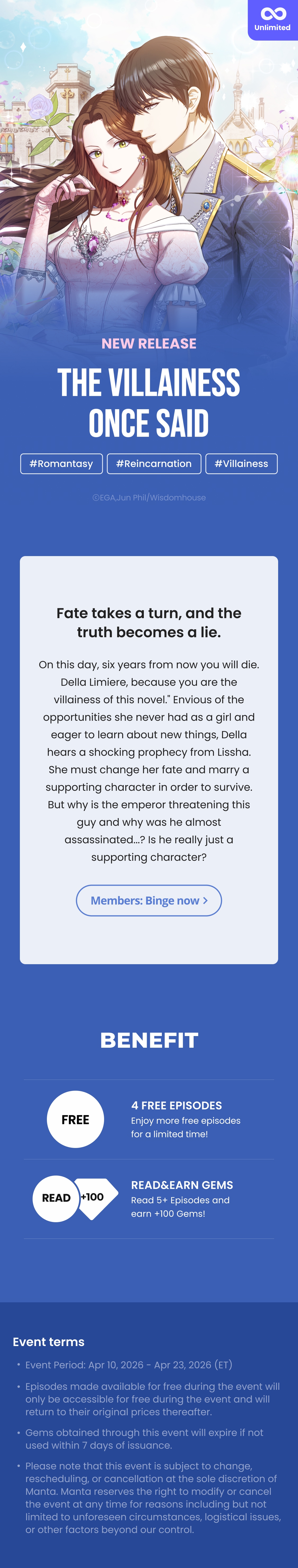 [Special Offer] The Villainess Once Said - Manta